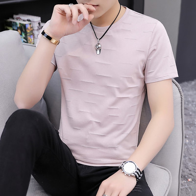 Tricou actual pentru bărbați în cinci culori cu decolteu O