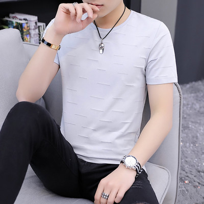 Tricou actual pentru bărbați în cinci culori cu decolteu O