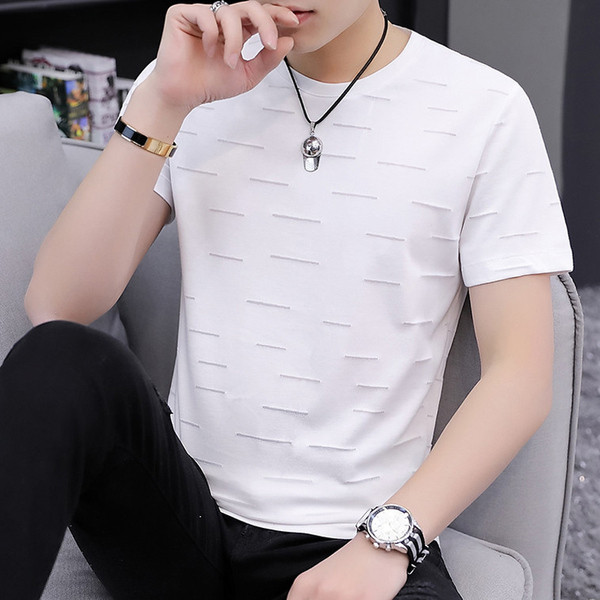 Tricou actual pentru bărbați în cinci culori cu decolteu O