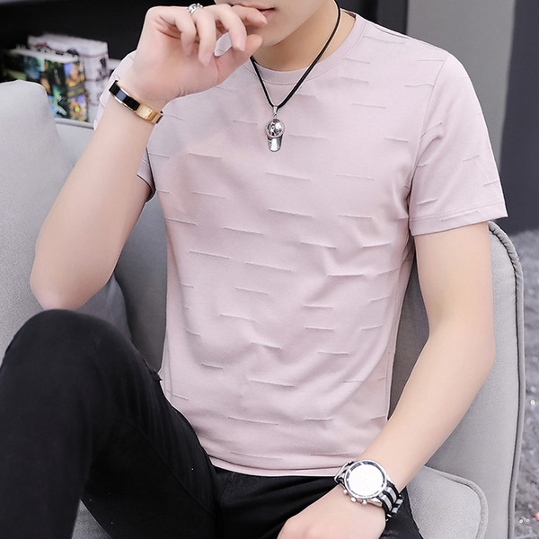 Tricou actual pentru bărbați în cinci culori cu decolteu O