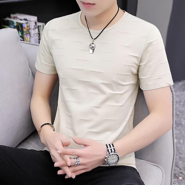 Tricou actual pentru bărbați în cinci culori cu decolteu O