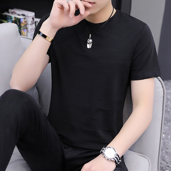 Tricou actual pentru bărbați în cinci culori cu decolteu O