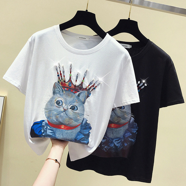 Tricou dama model nou cu imprimeu alb-negru