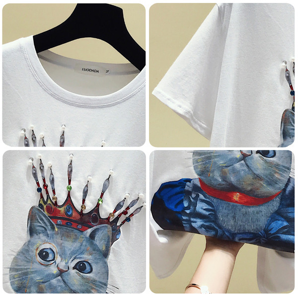 Tricou dama model nou cu imprimeu alb-negru