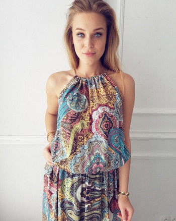 Rochie lunga de dama colorata model NOU