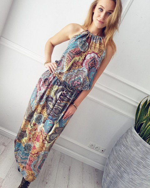 Rochie lunga de dama colorata model NOU