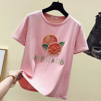 Tricou de dama modern cu aplicatie si inscriptie in mai multe culori