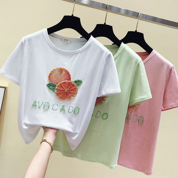 Tricou de dama modern cu aplicatie si inscriptie in mai multe culori