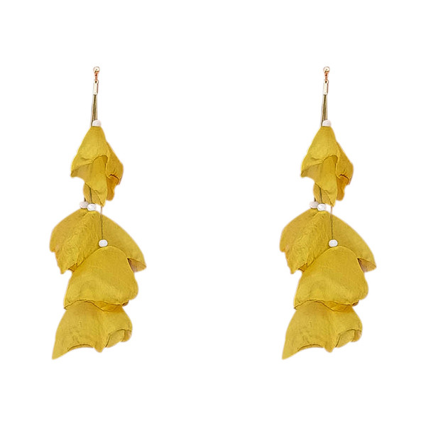 Cercei lungi de dama in galben si alb