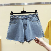 Pantaloni scurți de blugi largi model lat de culoare albastru