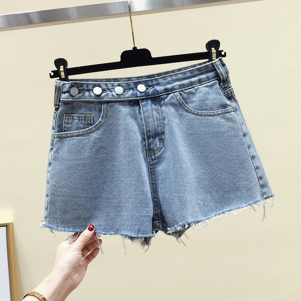 Pantaloni scurți de blugi largi model lat de culoare albastru