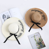 Pălărie de plajă pentru femei cu inscripție în trei culori