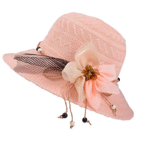 Pălărie de plajă pentru femei cu element de flori 3D în patru culori