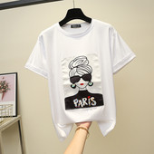 Tricou de dama modern cu imprimeu alb-negru