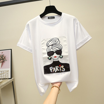 Tricou de dama modern cu imprimeu alb-negru