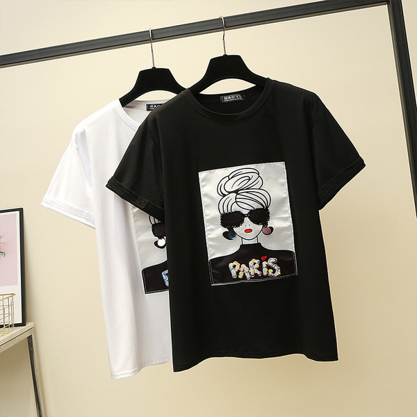 Tricou de dama modern cu imprimeu alb-negru