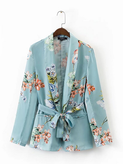 Geaca de dama cu model floral si maneci lungi