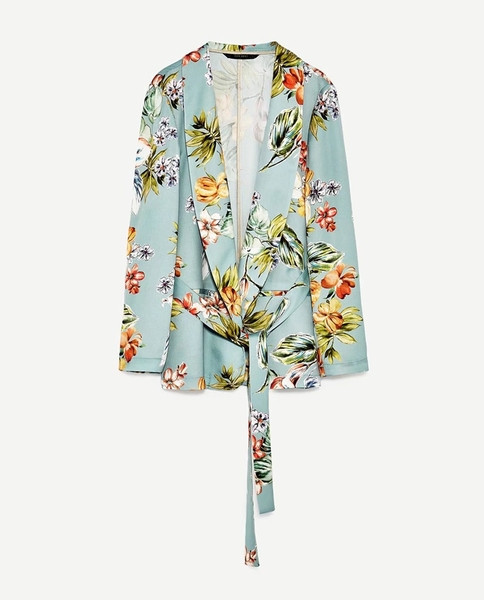 Дамско сако с флорален десен и дълъг ръкав 