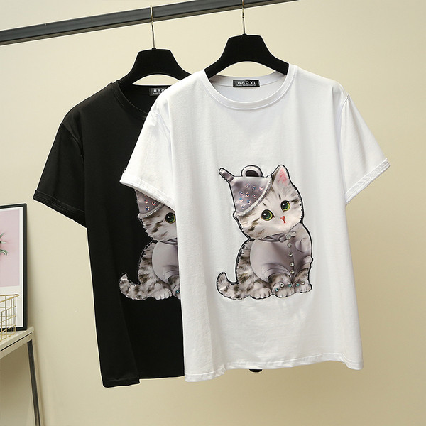 Tricou dama cu imprimeu alb si negru