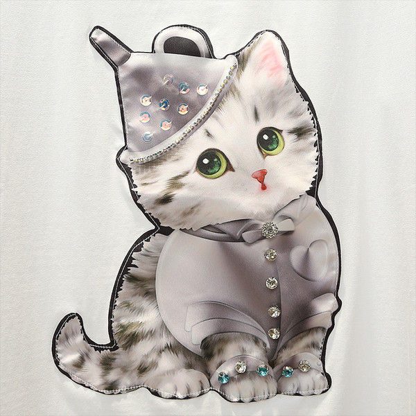 Tricou dama cu imprimeu alb si negru