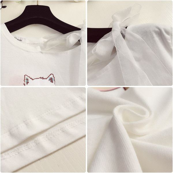 Új modell női póló rátéttel és szalaggal több színben