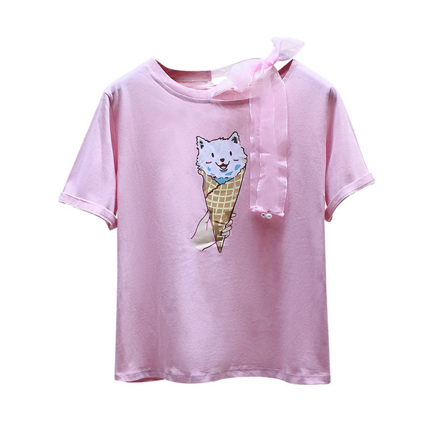 Új modell női póló rátéttel és szalaggal több színben