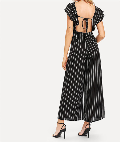 Salopeta de dama actuala in dungi model lat cu spatele gol