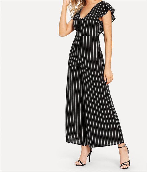 Salopeta de dama actuala in dungi model lat cu spatele gol