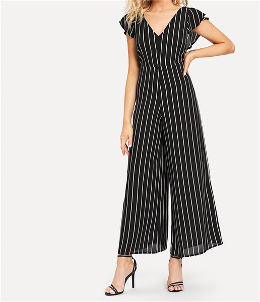 Salopeta de dama actuala in dungi model lat cu spatele gol