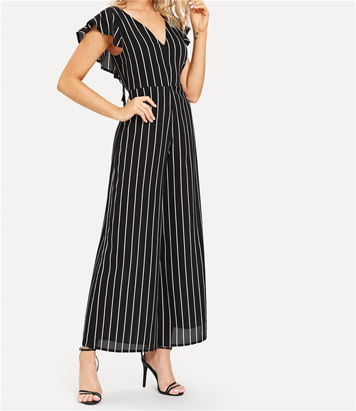 Salopeta de dama actuala in dungi model lat cu spatele gol