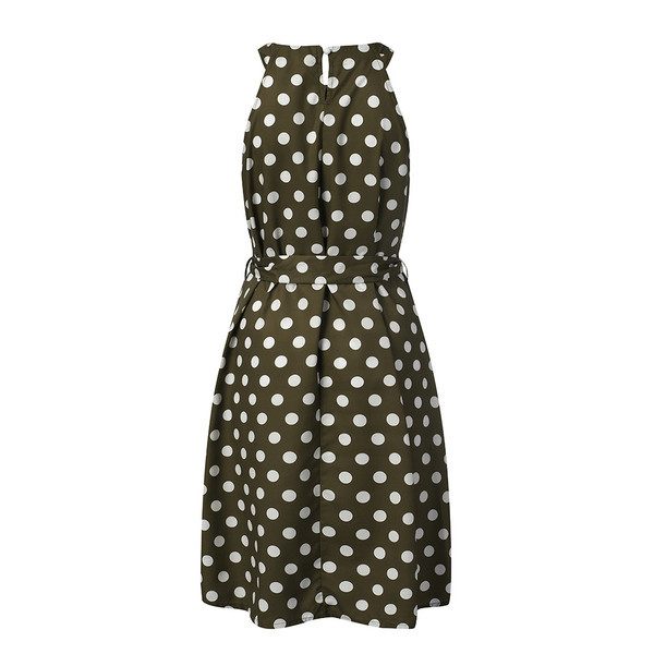 Rochie de dama eleganta cu panglica in trei culori cu puncte