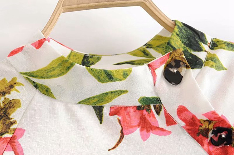 Cămașă de damă cu mâneci lungi cu model elastic și floral