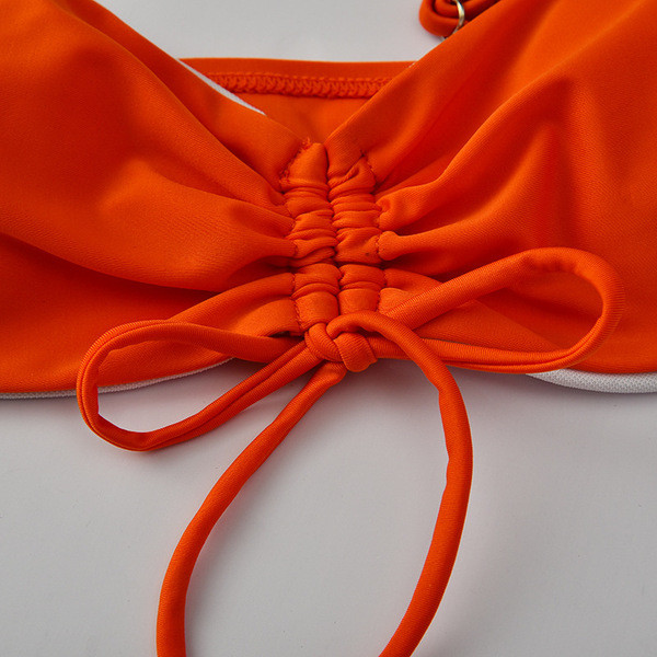 Costum de baie din două piese cu cravate de culoare portocalie