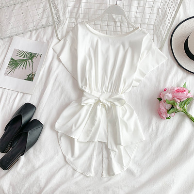 Bluza de dama moderna cu panglica si maneci scurte in mai multe culori