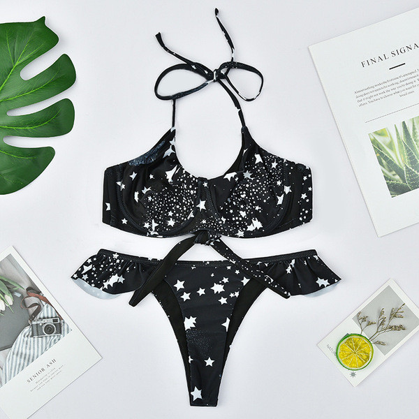 Costum de baie din două piese de damă actual în negru