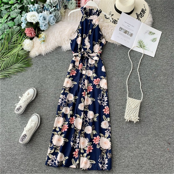 Salopeta de dama eleganta cu panglica si model floral in mai multe culori