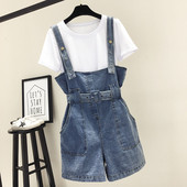 Γυναικεία ολόσωμη φόρμα  denim με ζώνη και μεγέθη μέχρι 5XL