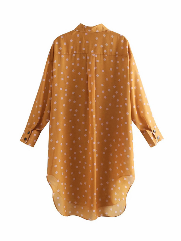 Cămașă lungă de tul de damă cu mâneci lungi de culoare maro