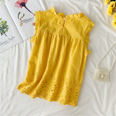 Bluză de damă elegantă cu broderie în galben