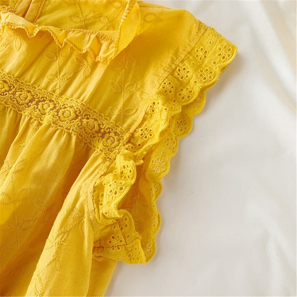 Bluză de damă elegantă cu broderie în galben