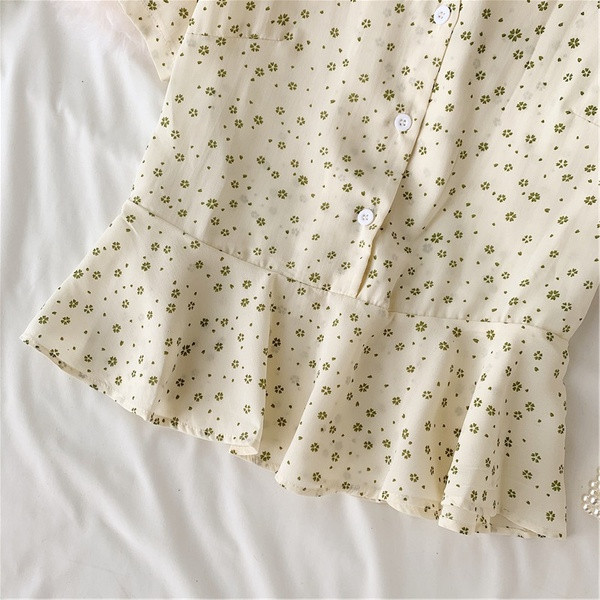 Bluză casual de damă cu mâneci scurte și nasturi în două culori