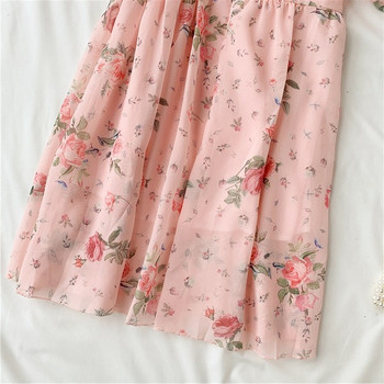 Rochie moderna de dama cu imprimeu color si maneci scurte