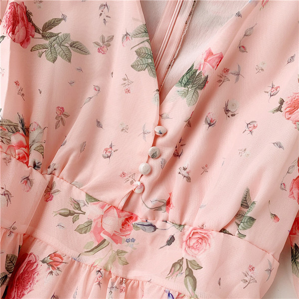 Rochie moderna de dama cu imprimeu color si maneci scurte