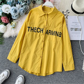 Ежедневна дамска риза с надпис и джоб в три цвята