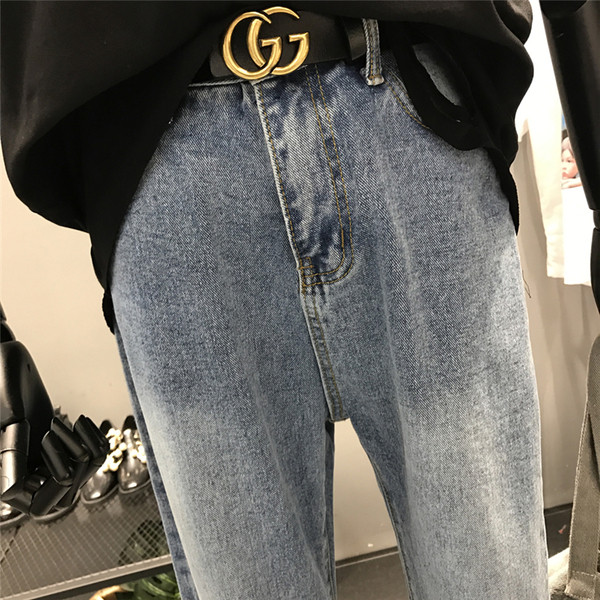 Blugi moderni de dama cu motive rupte si marimi pana la 5XL in albastru