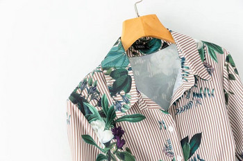 Rochie de dama cu legaturi in talie si maneci 7/8 cu model floral