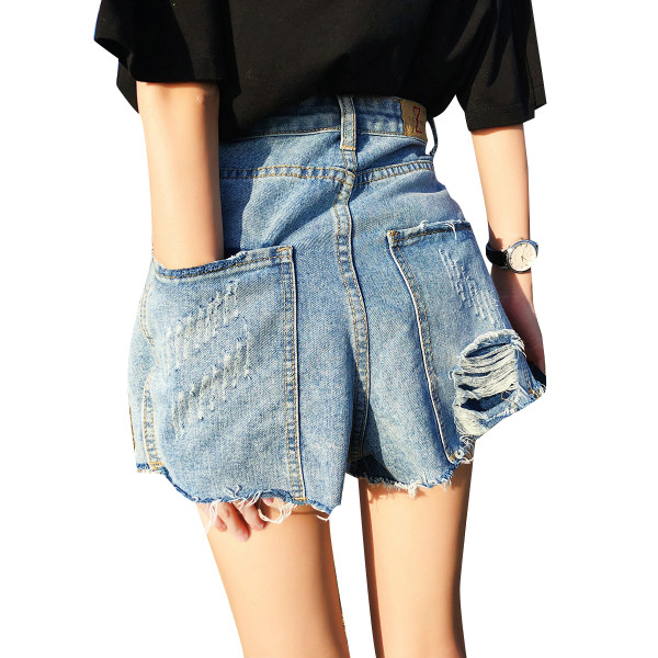 Pantaloni scurți moderni din denim cu motive rupte și mărimi până la 5XL