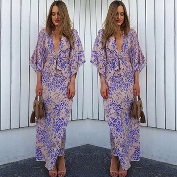 Rochie lunga de dama cu decolteu in V adanc in mai multe culori