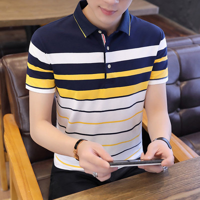 Tricou bărbătesc în trei culori cu mâneci scurte și guler