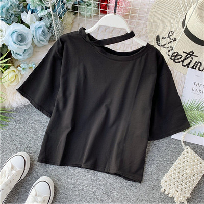 Tricou de damă modern cu mâneci scurte și decolteu O în diferite culori